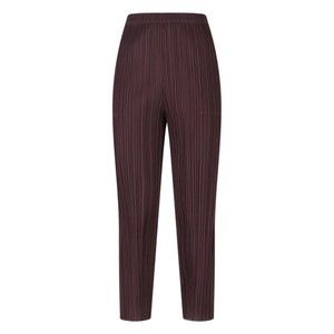 Pleats Please Pleated Brown Trousers With Cropped Cut - NWT